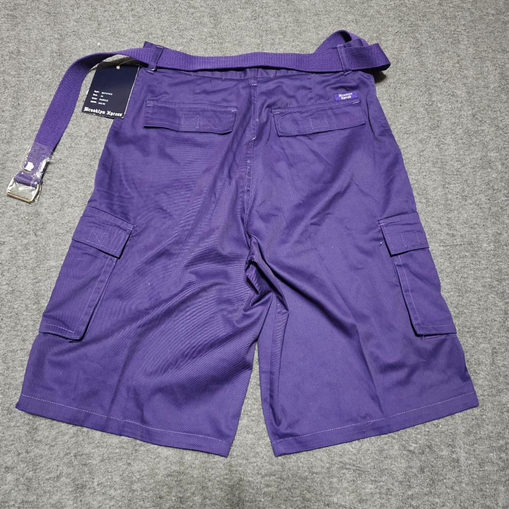 NWT Brooklyn Xpress Purple Cargo Shorts with Belt Size 34 - Picture 3 of 7